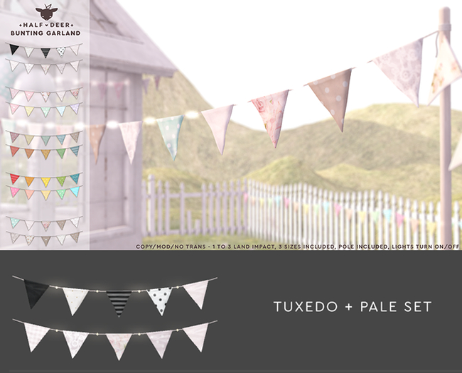 +Half-Deer+ Bunting Garland [Tuxedo + Pale]