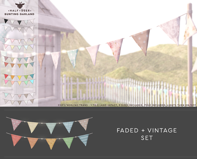 +Half-Deer+ Bunting Garland [Faded + Vintage]
