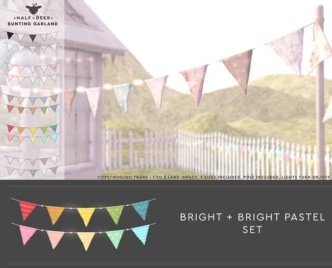 +Half-Deer+ Bunting Garland [Bright + Bright Pastel]