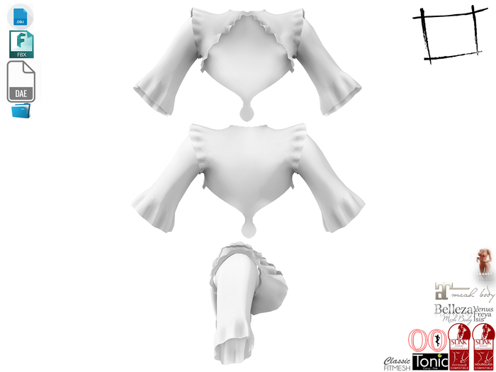 Dae Obj FBX For Women's Fantasy Top Slink, Maitreya, Belleza, Tonic, Legacy, Ocacin Standard