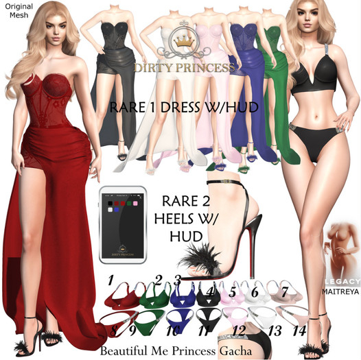 DIRTY PRINCESS- Beautiful Me Princess Heels- LEGACY- 2 RARE