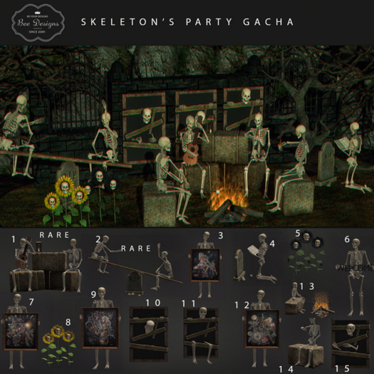 Bee Designs Skeletons Party gacha 3
