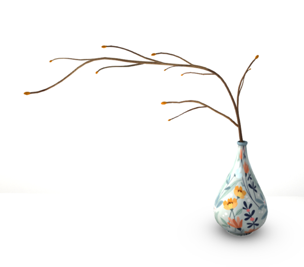Sparrows Nest yellow lit branch vase