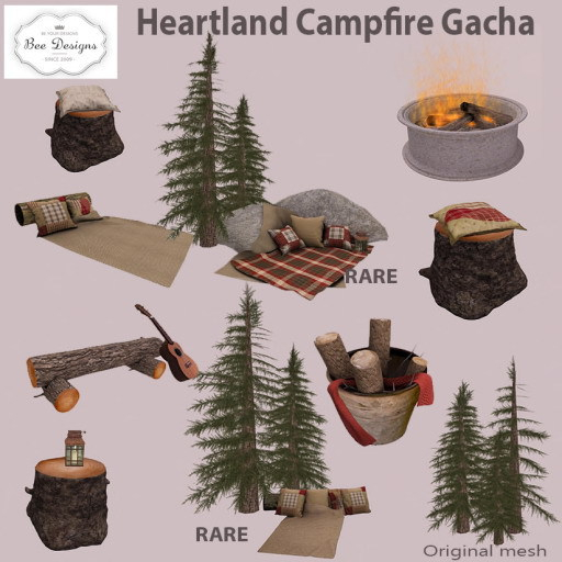 .:Bee designs:. Heartland Campfire Gacha Stump Seat 1