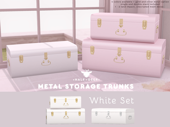 +Half-Deer+ Metal Storage Trunks [White Set]