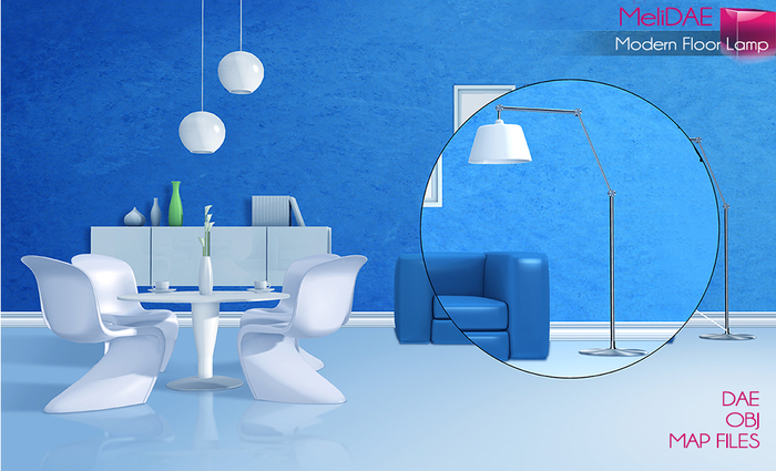 Dae, Obj, FBX, And Texture Files Modern Floor Lamp