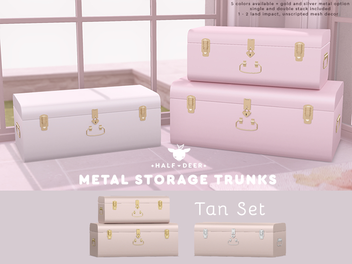 +Half-Deer+ Metal Storage Trunks [Tan Set]