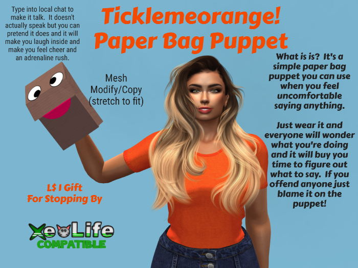 Ticklemeorange! Paper Bag Puppet Gift