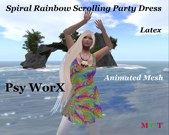 >PsyWorX< Spiral Rainbow Scrolling Party Dress v2