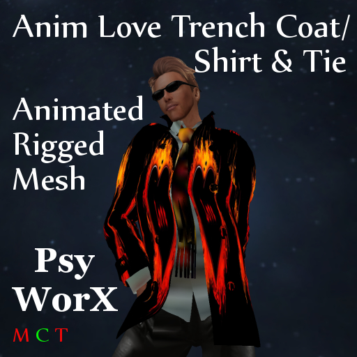 >PsyWorX< DEMO Anim Love Trench Coat, Shirt &Tie