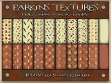 Parkins Textures - Estivo Set - 20x Full Perm Seamless 1024 - Fabric, Cloth, Leaf, Autumn, Fall, Clothing