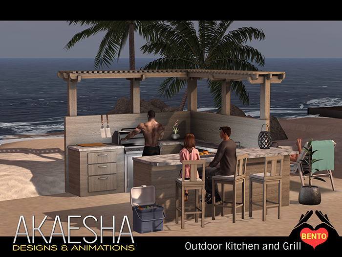 Outdoor Grill Kitchen Set (5+ Avatars, Animated, Bento & Experience, PG) 