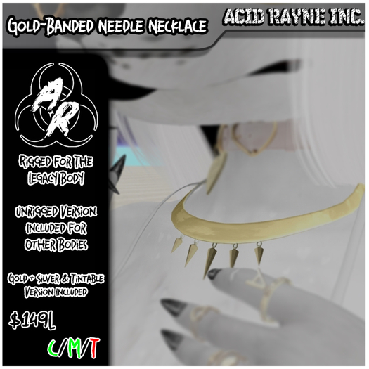 <AR> Gold-Banded Needle Necklace