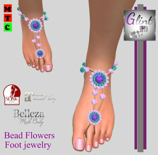 .:Glint:. Bead flower foot jewelry