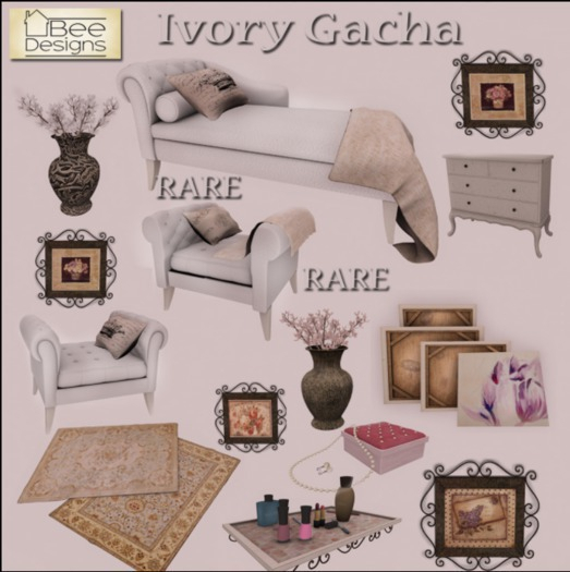 .:Bee Designs:.Ivory Gacha Chaise Longue RARE