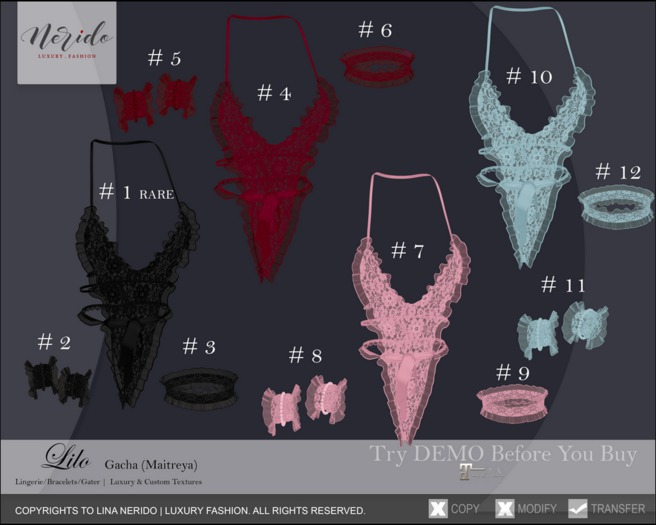 ~Nerido~ Lilo RASPBERRY Lingerie Set (Maitreya)