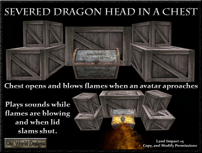Old World Designs Severed Dragon Head in a Chest Interactive Halloween Decoration