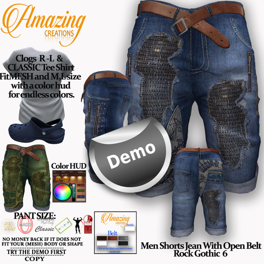 AmAzInG CrEaTiOnS Men Shorts Jean With Open Belt R G Demo 6