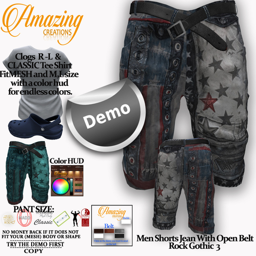AmAzInG CrEaTiOnS Men Shorts Jean With Open Belt R G Demo 3
