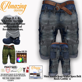 AmAzInG CrEaTiOnS Men Shorts Jean With Open Belt Rock Gothic 11