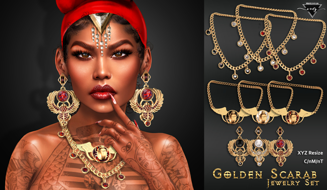 #MG - Golden Scarab - Jewelry Set
