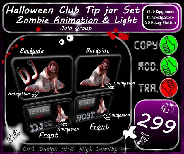 * New Halloween * Tip jar Club Set * Animation *