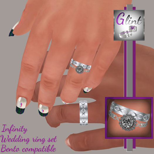 .:Glint:. Silver Infinity Wedding rings