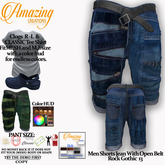 AmAzInG CrEaTiOnS Men Shorts Jean With Open Belt Rock Gothic 13