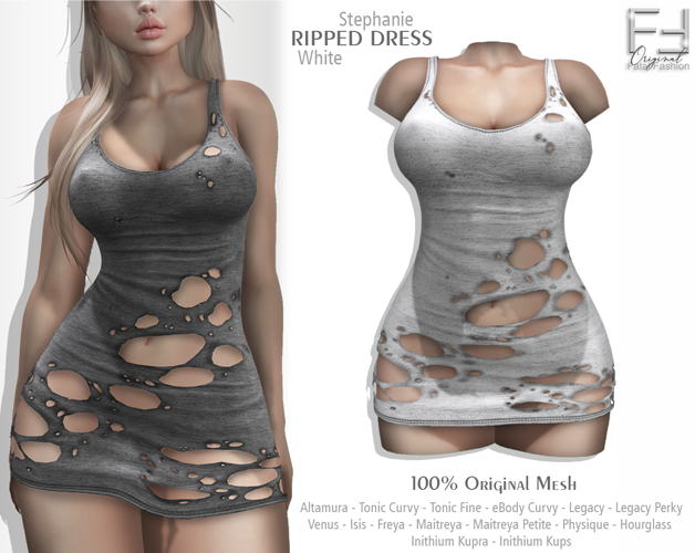 FF Original - Ripped Dress Stephanie - WHITE
