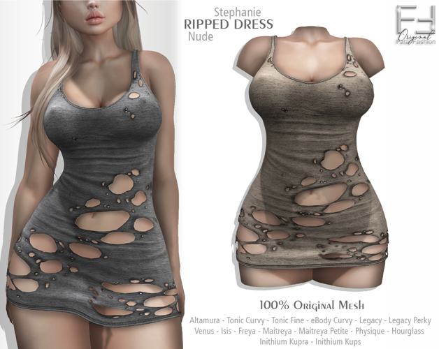 FF Original - Ripped Dress Stephanie - NUDE