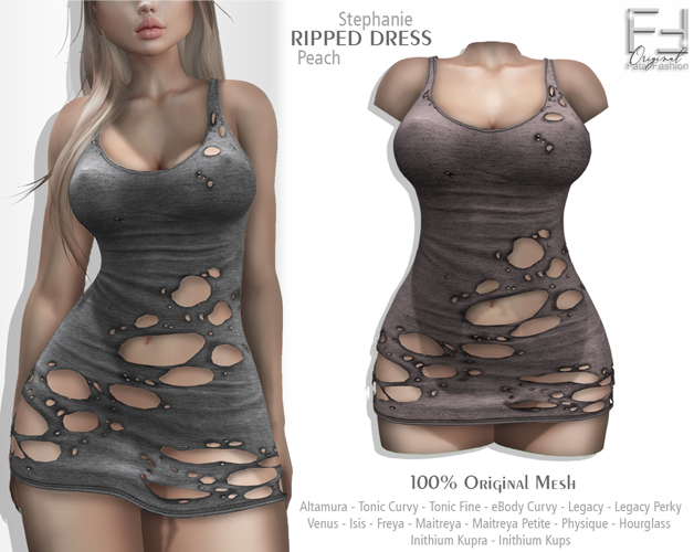 FF Original - Ripped Dress Stephanie - PEACH