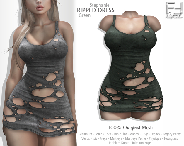 FF Original - Ripped Dress Stephanie - GREEN