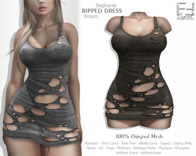 FF Original - Ripped Dress Stephanie - BROWN