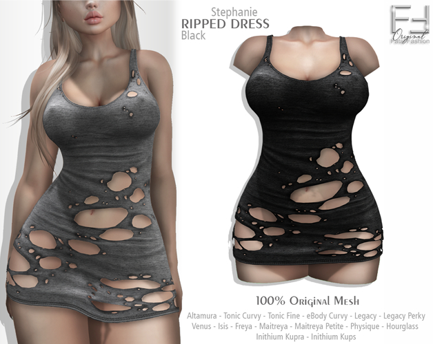 FF Original - Ripped Dress Stephanie - BLACK