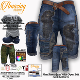 AmAzInG CrEaTiOnS Men Shorts Jean With Open Belt Rock Gothic 6