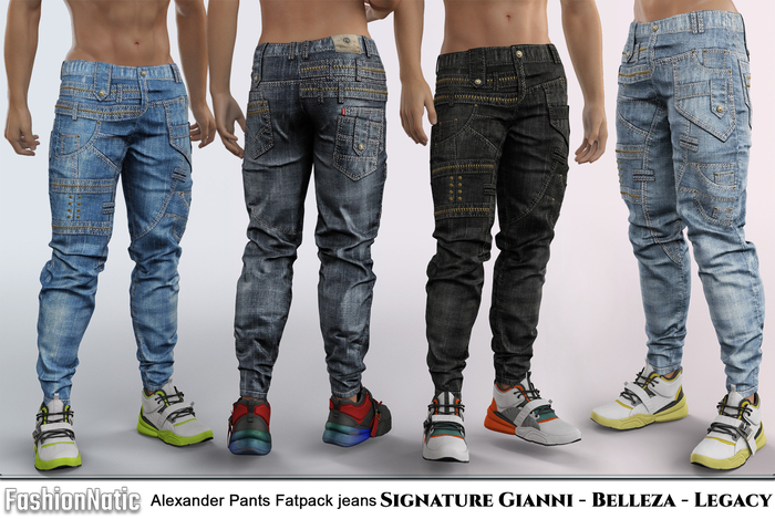 Alexander Male Pants Fatpack Jeans - Denim - Signature Gianni, Belleza Jake , Legacy - FashionNatic 