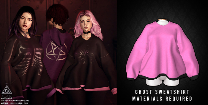 - sixx - Ghost Sweatshirt - Pink