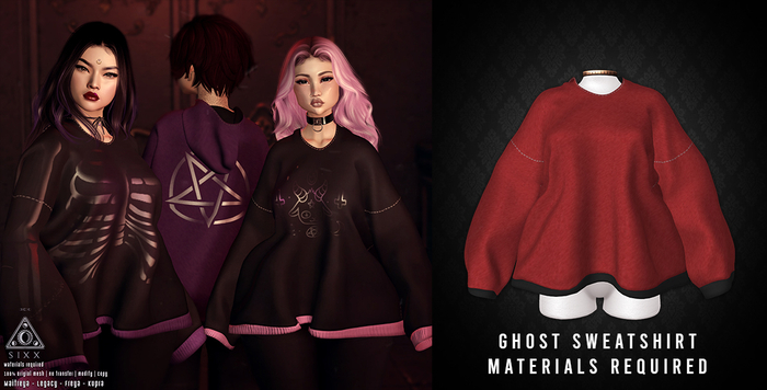 - sixx - Ghost Sweatshirt - Red