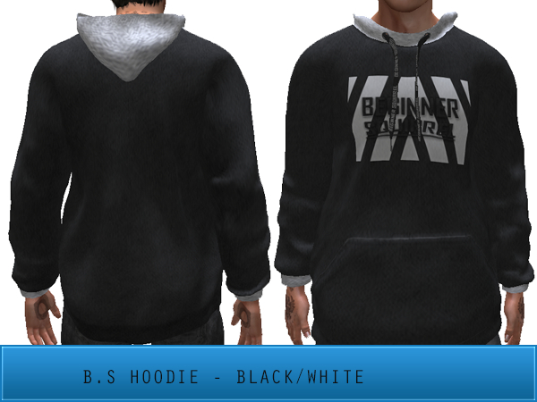 B.S HOODIE BLACK/WHITE