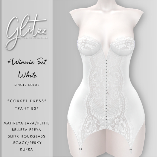 [Glitzz] Winnie Set - White