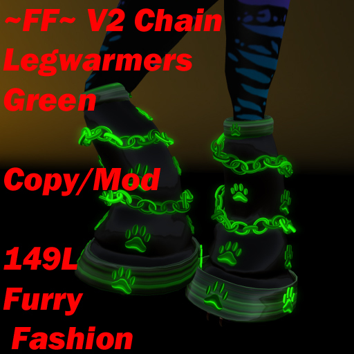 ~FF~ V2 Chain Legwarmers Green Furry
