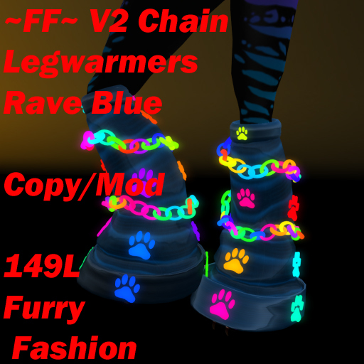 ~FF~ V2 Chain Legwarmers RaveBlue Furry