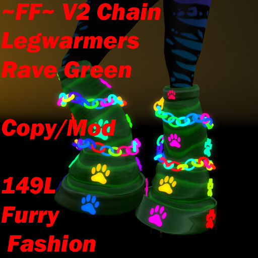 ~FF~ V2 Chain Legwarmers RaveGreen Furry