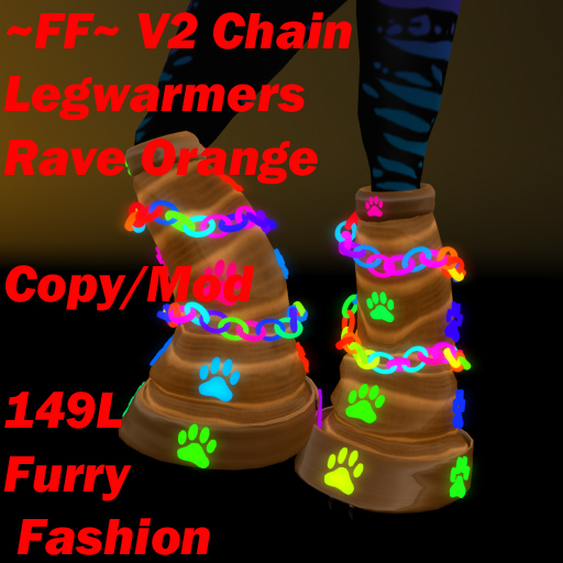 ~FF~ V2 Chain Legwarmers RaveOrange Furry