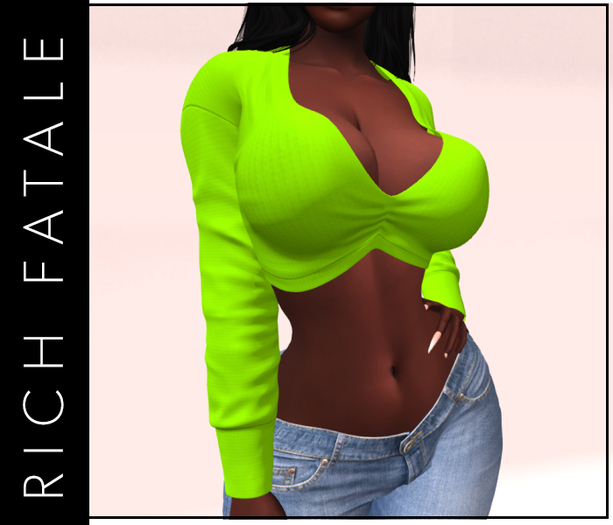 $RICH FATALE - CROPPED SWEATER -SLIME