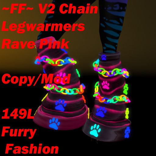 ~FF~ V2 Chain Legwarmers RavePink Furry