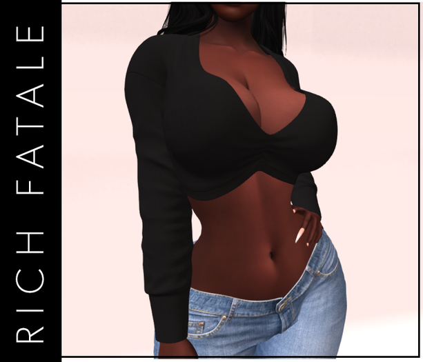 $RICH FATALE - CROPPED SWEATER - ONYX