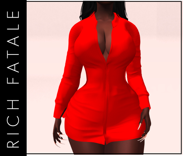 $RICH FATALE - COLLARED TSHIRT DRESS-ROUGE