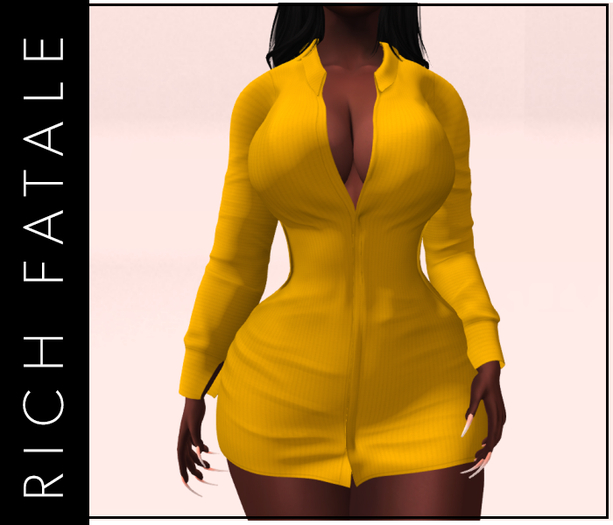 $RICH FATALE - COLLARED TSHIRT DRESS-MUSTARD