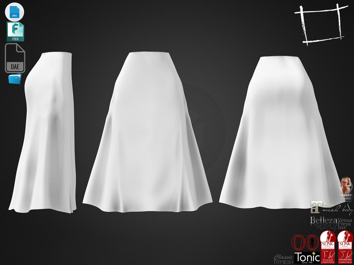 Dae Obj FBX For Women's Long Loose Skirt Slink, Maitreya, Belleza, Tonic, Legacy,
